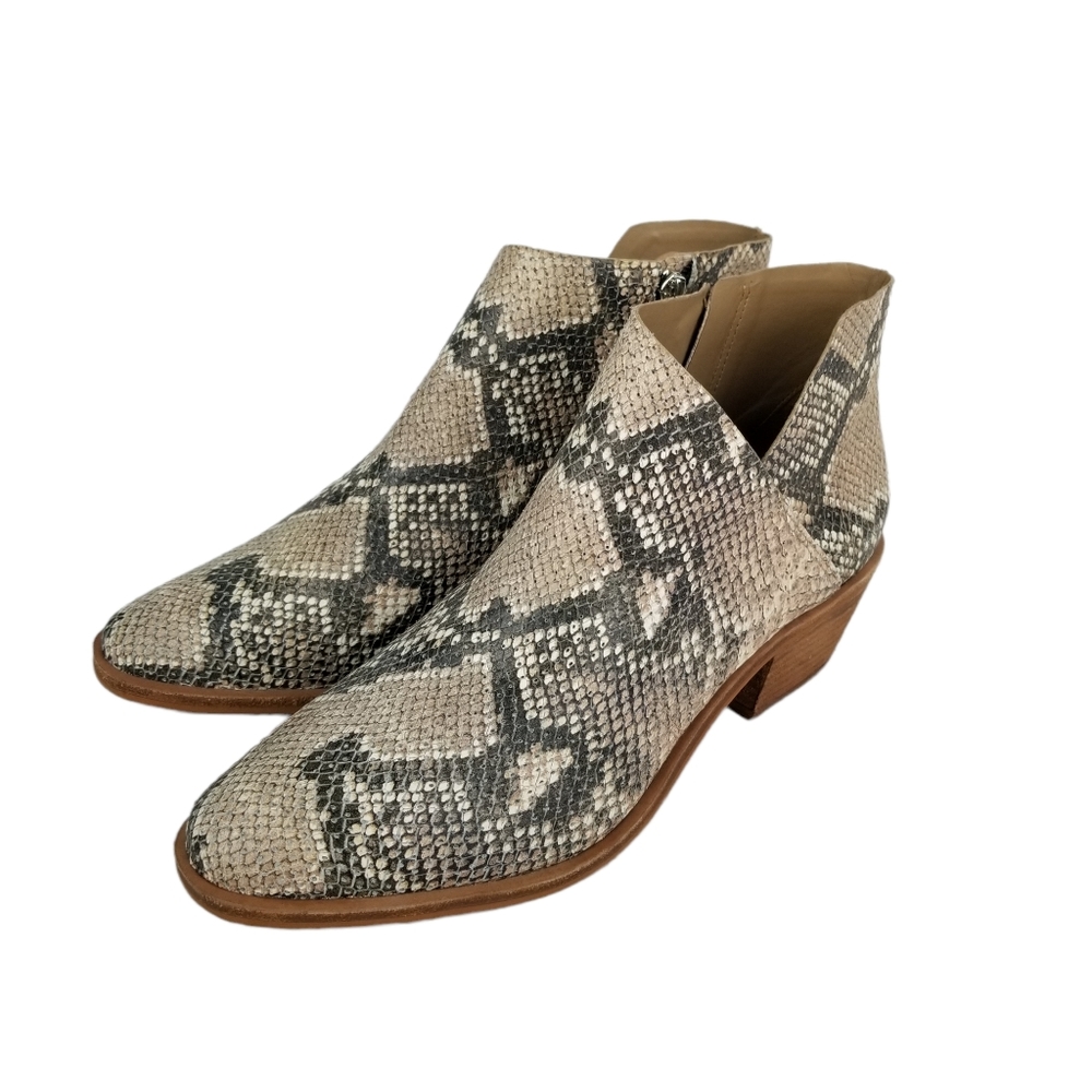 Vince Camuto Arendara Leather Snakeskin Zip Up Ankle Boots Size 9.5